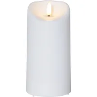 Star Trading LED-Kerze Pillar Flamme Ø 7.5 x 15 cm, Weiss - Betriebsart: Batteriebetrieb - Fernbedienung: Nein - Aussenanwendung: Ja - Höhe: 15 cm - Timerfunktion: Ja - Set: Nein