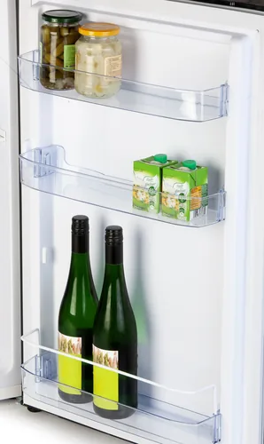 Domo Kühlschrank DO91124 Schwarz, Rechts - Energieeffizienzklasse: D - Bauart: Freistehend - Einbaunormen: Keine - Nutzinhalt Kühlen: 95 l - Nutzinhalt Gefrieren: 13 l - Breite: 55 cm
