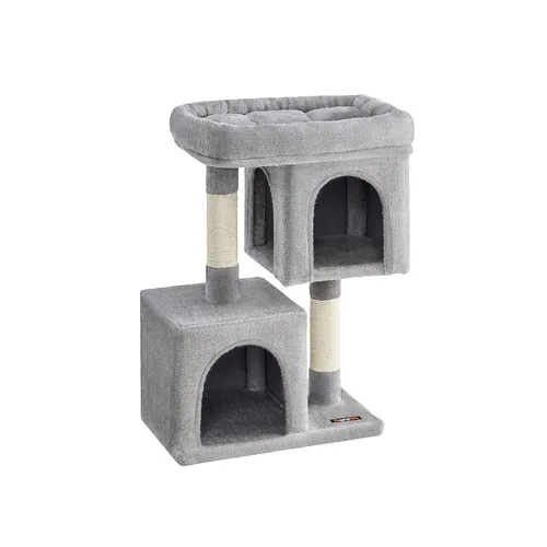 Feandrea Kratzbaum Grosse Plattform 74 cm, Hellgrau - Höhe: 74 cm - Anzahl Liegeplätze: 3 × - Detailfarbe: Beige - Tierart: Katze - Produkttyp: Kratzbaum