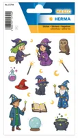 Herma Stickers Motivsticker Hexen Zauberer, Beglimmert 1 Blatt / 17 Sticker - Motiv: Zauberer