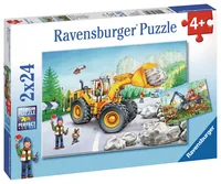 Ravensburger Puzzle Bagger und Waldtraktor 2 x 24 Teile - Motiv: Fahrzeuge - Altersempfehlung ab: 4 Jahren - Tiefe: 3.7 cm - Breite: 27.5 cm - Effekte: Box - Nachhaltigkeit: FSC®