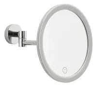 tesa Kosmetikspiegel Visioon LED, Chrom - Vergrösserung: 5 × - Detailfarbe: Chrom - Form: Rund - Wandhalterung: Ja