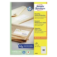 Avery Zweckform Universal-Etiketten LR3657 48.5 x 25.4 mm, 100 Blatt - Klebehaftung: Stark haftend - Drucker Kompatibilität: Inkjet - Laser - Anzahl Blatt: 100 × - Papierformat: A4 - Anzahl Etiketten: 4000 - Etikettengrösse: 48.5 x 25.4 mm