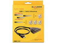 Delock Verteiler 3 Port HDMI Switch 60cm 4K/30Hz, Bidirektional - Anzahl Eingänge: 3 × - Anzahl Ausgänge: 1 × - Anschluss Seite A: HDMI - Anschluss Seite B: HDMI