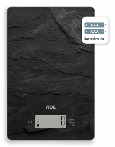 ADE Küchenwaage Julia Schiefer - Bedienungsart: Elektronisch - Messschritte: 1 g - Tara-Zuwiegefunktion: Ja - Detailfarbe: Anthrazit - Gewicht Max.: 5 kg - Material: Kunststoff
