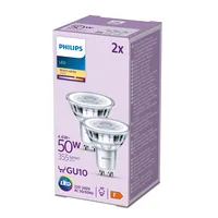 Philips Lampe LEDClassic 50W GU10 WW 36D ND 2CT/8 EC Warmweiss (WW) - Energieeffizienzklasse EnEV 2020: F - Lampensockel: GU10 - Farbtemperatur Kelvin: 2700 K - Gesamtleistung: 4.6 W - Dimmbar: nicht dimmbar - Zusätzliche Ausstattung: EyeComfort