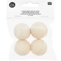 Rico Design 500214 beads Round bead Wood Natural 4 pc(s)