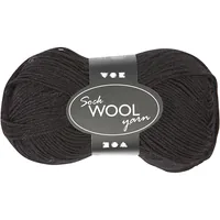 Creativ Company Wolle 50 g für Socken, Schwarz - Packungsgrösse: 1 Stück - Länge: 200 m - Material: Nylon - Wolle - Detailfarbe: Schwarz - Waschbar bei: 30 °C - Nadelstärke: 2 mm