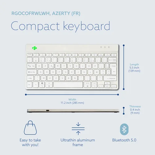R-GO COMPACT BREAK ERGONOMIC KEYBOARD AZERTY (FR) BLUETOOTH W