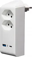 Brennenstuhl Abzweigstecker 2 x T13, 1 x USB A, 1 x USB C, 300° drehbar - Detailfarbe: Weiss - Schalter: Nein - Steckdosenanzahl: 2 - Ausstattung: 1x USB-A - 1x USB-C - drehbar 300° - Kinderschutz: Nein
