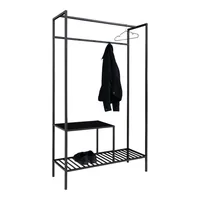House Nordic Garderobe Vita 170 cm, Schwarz - Tiefe: 38 cm - Breite: 101 cm - Höhe: 170 cm - Detailmaterial: Melamin - Stahl - Grundmaterial: Kunststoff - Metall