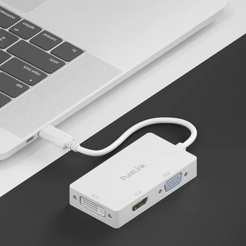 PureLink Multiadapter IS240 USB Type-C - HDMI/DVI/VGA, Weiss - Kabeltyp: Multiadapter - Videoanschluss Seite A: USB Type-C - Videoanschluss Seite B: HDMI - DVI-A - VGA