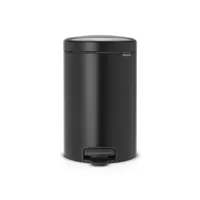 Brabantia Treteimer NewIcon 12 l, Matt Black - Fassungsvermögen: 12 l - Anzahl Behälter: 1 - Detailfarbe: Schwarz - Form: Rund - Material: Edelstahl