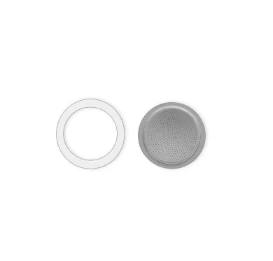 Bialetti Dichtung & Filterplatte zu Bialetti Moka, 6 Tassen - Material: Chromstahl - Silikon