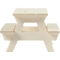 Creativ Company Mini-Möbel Picknick-Tisch mit Bank 1 Stück - Detailfarbe: Hellbraun - Material: Holz - Verpackungseinheit: 1 Stück - Motiv: Möbelstück - Garten - Anlass: Universal