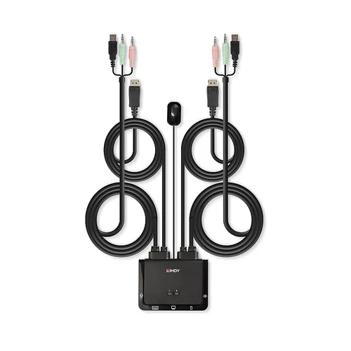 LINDY 2 Port DisplayPort 1.2, USB 2.0 KVM Switch mit Audio