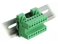 Delock 8 Pin, 5.08mm Rastermass gewinkelt - Detailfarbe: Grün - Montage: DIN-Rail