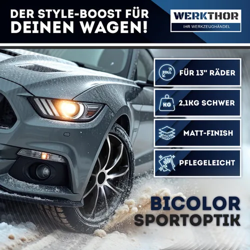 Werkthor Radzierblende Werkthor Radkappen 13 Zoll 4er Set 13 - Grösse: 13  - Detailfarbe: Schwarz - Silber