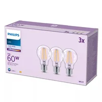 Philips Lampe LED classic 60W A60 E27 CW CLND 3CT/4 EC Neutralweiss (NW) - Energieeffizienzklasse EnEV 2020: E - Lampensockel: E27 - Farbtemperatur Kelvin: 4000 K - Gesamtleistung: 7 W - Dimmbar: nicht dimmbar - Zusätzliche Ausstattung: Keine