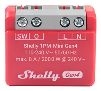 Shelly 1PM Mini Gen4 Smart switch Red