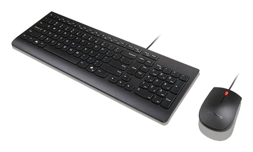 Lenovo Essential Wired Combo Black US Euro clavier Souris incluse Universel USB Noir