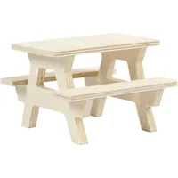 Creativ Company Mini-Möbel Picknick-Tisch mit Bank 1 Stück - Detailfarbe: Hellbraun - Material: Holz - Verpackungseinheit: 1 Stück - Motiv: Möbelstück - Garten - Anlass: Universal