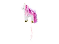 Partydeco Pinata Einhorn, 24.5 x 34 x 9 cm, Pink/Weiss, 1 Stück - Motiv: Einhorn - Detailfarbe: Pink - Weiss