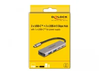 Delock USB-Hub 2x USB C 5Gbps/2x USB A 5Gbps - Stromversorgung: USB-C - Anzahl Ports: 4 - Detailfarbe: Grau - USB Standard: 3.0/3.1/3.2 Gen 1 (5 Gbps) - USB Anschluss 2 (Endgerät): USB A - USB C - USB Anschluss 1 (Quelle): USB C