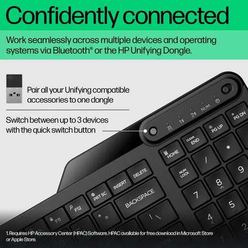 HP 475 Dual-Mode Wireless Keyboard tastiera Universale Bluetooth Nero