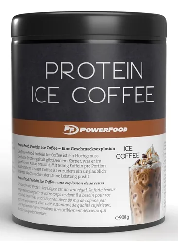 PowerFood One Pulver Protein Ice Coffee Dose 900g, Ice Coffee - Produktionsland: Deutschland - Anwendungszweck: Muskelaufbau - Einnahme: Nicht relevant - Gewicht pro Einheit: 900 g - Verpackungseinheit: 1 Stück - Sportart: Fitness