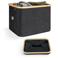 Hennez Wäschekorb  Laura 40 l, Anthrazit/Nature - Detailfarbe: Anthrazit - Nature - Volumen: 40 l - Material: Filz - Holz