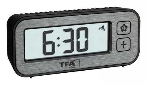 TFA Dostmann Digitalwecker Grau - Betriebsart: Akkubetrieb - Funksignal: Nein - Funktionen: Timer - Umschaltbar °C/°F - Weckfunktion - Ausstattung: Aussentemperaturanzeige - Luftfeuchtigkeit - Displaytyp: LED - Detailfarbe: Grau