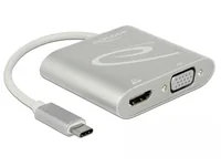 Delock 2-Port Signalsplitter USB-C - 1xHDMI & 1xVGA - Anzahl Ports: 2 - Schnittstellen: USB Typ C - Signalverstärkung: Passiv