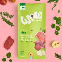 WOW Trockenfutter Minis Adult Rind, 1 kg - Tierbedürfnis: Kein besonderes Bedürfnis - Nachhaltigkeit: Nicht angegeben - Lebensphase: Adult - Produkttyp: Alleinfutter - Packungsgrösse: 1 kg - Fleischsorte: Rind