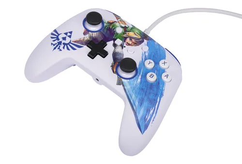 Power A Enhanced Wired Controller Master Sword Attack - Plattform: Nintendo Switch - Nintendo Switch OLED-Modell - Verbindungsmöglichkeiten: Kabelgebunden - USB Typ-A - Controller Typ: Gamepad - Detailfarbe: Blau - Mehrfarbig - Weiss
