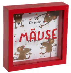 Trendcompany KA-800-26 money box Red Glass, Wood