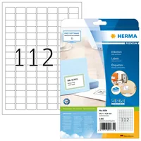 HERMA Universal-Etiketten Premium, 2.54 x 1.69 cm, 2800 Etiketten - Klebehaftung: Permanent - Drucker Kompatibilität: Laser - Inkjet - Anzahl Blatt: 25 × - Papierformat: A4 - Anzahl Etiketten: 2800 - Etikettengrösse: 25.4 x 16.9 mm