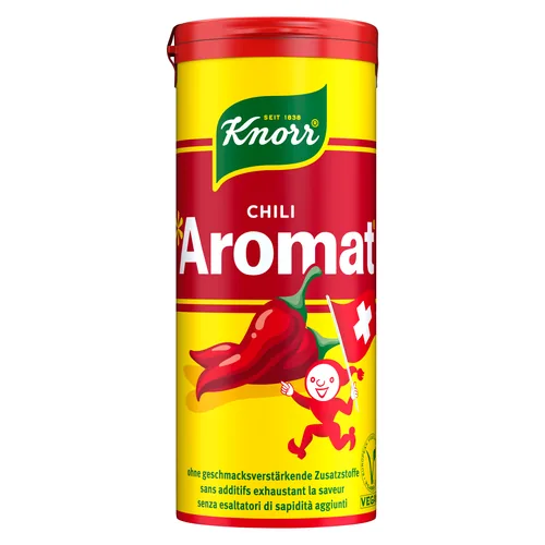 Knorr Gewürz Aromat Chili Streuwürze 90 g - Produkttyp: Gewürzmischungen - Ernährungsweise: Vegetarisch - Vegan - Produktionsland: Schweiz - Zertifikate: Keine Zertifizierung - Packungsgrösse: 90 g - Fairtrade: Nein