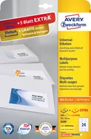 AVERY ZWECKFORM Universal-Etiketten 70x36mm 3490 weiss 720 Stk./25 + 5 Blatt
