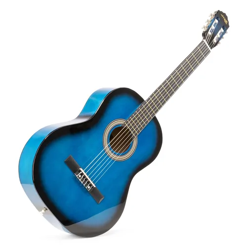 MAX Konzertgitarre SoloArt Set Blau - Griffbrett: Ahorn - Decke: Linde - Decke massiv: Nein - Gitarrengrösse: 4/4 - Mensur: 65 cm - Ausführung: Rechtshänder