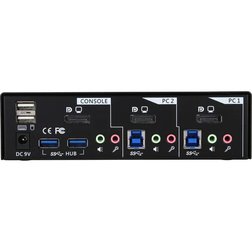 InLine Desktop KVM Switch 2 Port DisplayPort USB 3.0 Hub with Audio