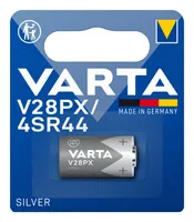 Varta Knopfzelle V28PX / 4SR44 , 1 Stück - Gewicht: 11.1 g - Verpackungseinheit: 1 Stück - Chemisches System: Silberoxid - Batterietyp Bauform: 4SR44 / V28PX - Anwendung: Uhrenbatterien - Spannung: 6.2 V