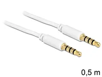 DELOCK Klinkekabel 3,5mm -> 3,5mm StSt 0.50m 4Pin weiß