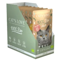 Cat's Love Nassfutter BIO Adult Multipack, 6 x 100 g - Tierbedürfnis: Kein besonderes Bedürfnis - Geschmacksrichtung: Rind - Geflügel - Zertifikate: EU BIO - Fleischsorte: Ente - Rind - Huhn - Packungsgrösse: 600 g - Futtereigenschaft: Getreidefrei - Ohne