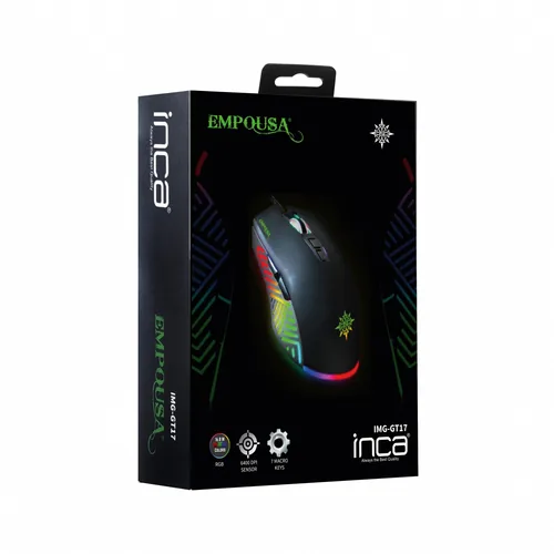 INCA Gaming Maus IMG-GT17 6400 DPI, RGB, 7 Tasten, USB, SW retail