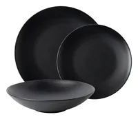 Lunasol Speiseteller Basic Schwarz Mat 12-tlg. - Material: Porzellan - Teller Typ: Speiseteller - Detailfarbe: Schwarz - Form: Rund