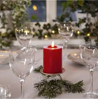 Star Trading LED-Kerze Pillar Flamme Flow Indoor, Rot, 12.5 cm Höhe - Betriebsart: Batteriebetrieb - Fernbedienung: Nein - Aussenanwendung: Nein - Höhe: 12.5 cm - Timerfunktion: Ja - Set: Nein