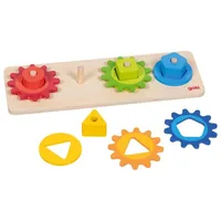 Goki Sortierspiel Formen mit Zahnrädern 30 x 10 x 4 cm, 12 Teile - Altersempfehlung ab: 2 Jahren - Material: Holz - Nachhaltigkeit: Nicht angegeben - Detailfarbe: Mehrfarbig