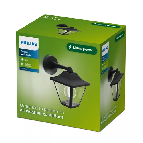 Philips Wandleuchte Juli, E27, 25W, IP44 - Smart Home: Nicht kompatibel - Dimmbar: nicht dimmbar - Anwendungsbereich: Outdoor - Betriebsart: Netzbetrieb - Zusätzliche Ausstattung: Keine - Lampensockel: E27