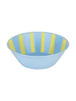 Koziol Schüssel Nora S Stripes 13.7 cm,1 Stück, Sweet Blue - Unterteilungsmöglichkeit: Nein - Material: Biozirkulärer Kunststoff - Detailfarbe: Blau - Gelb - Set: Nein - Form: Rund